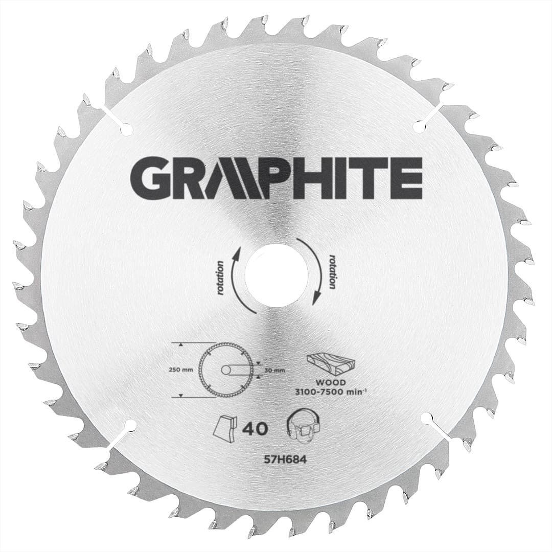GRAPHITE krožna žaga z gibkimi rezili, 250 x 30 mm, 40 z