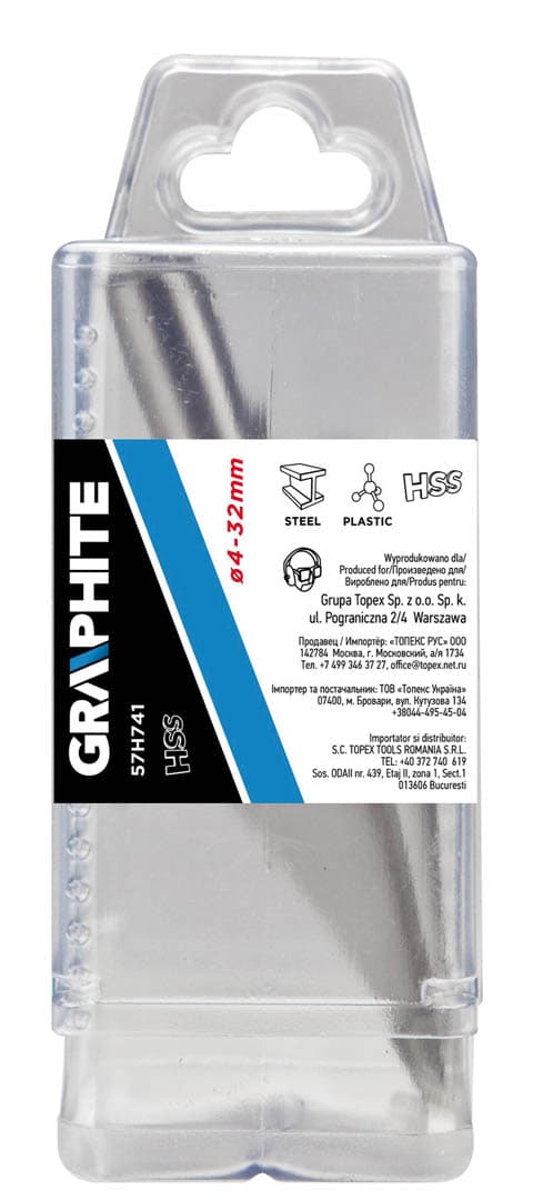 GRAPHITE Brezstopenjsko svedro za kovino, 4-32 mm 3