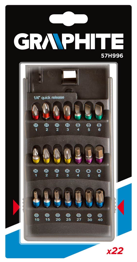 GRAPHITE Set nasadnih ključev, 22 kos 2