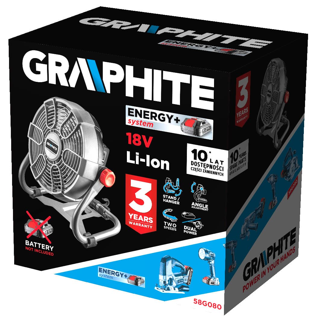 GRAPHITE Ventilator Energy+ 18V, akumulatorski/mrežni 3