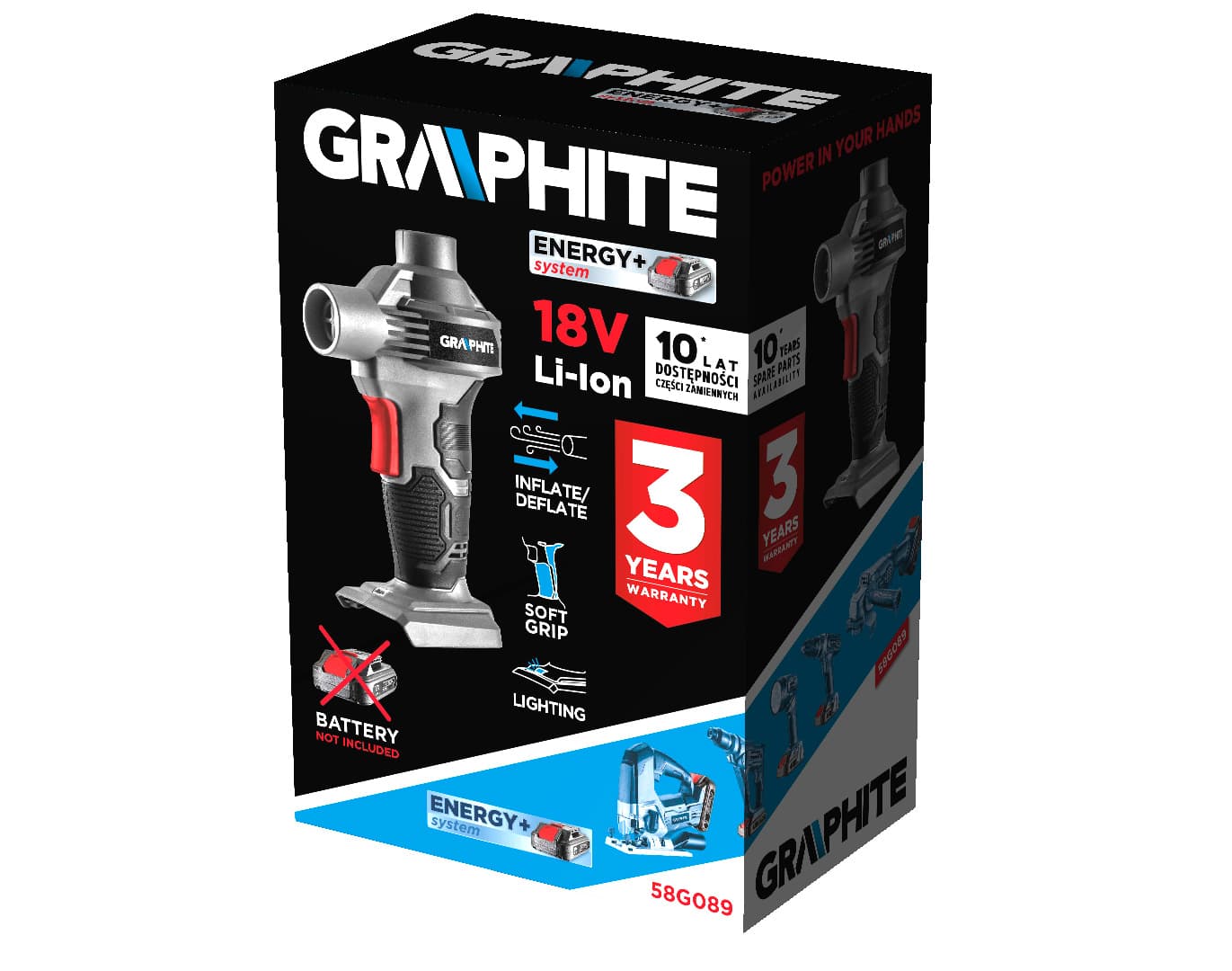 GRAPHITE akumulatorska tlačilka Energy+ 18V (brez baterije) 6