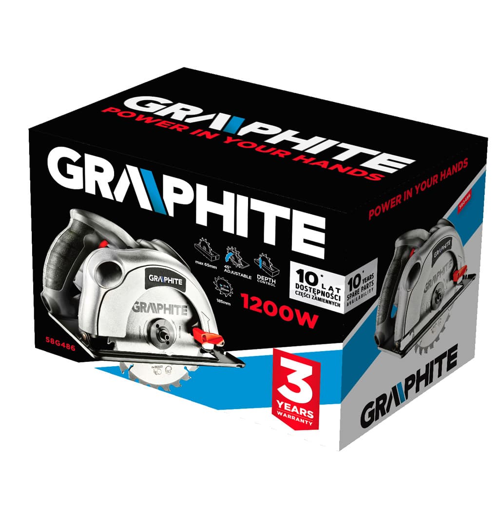 Krožna žaga GRAPHITE 1200W, 185 mm 4