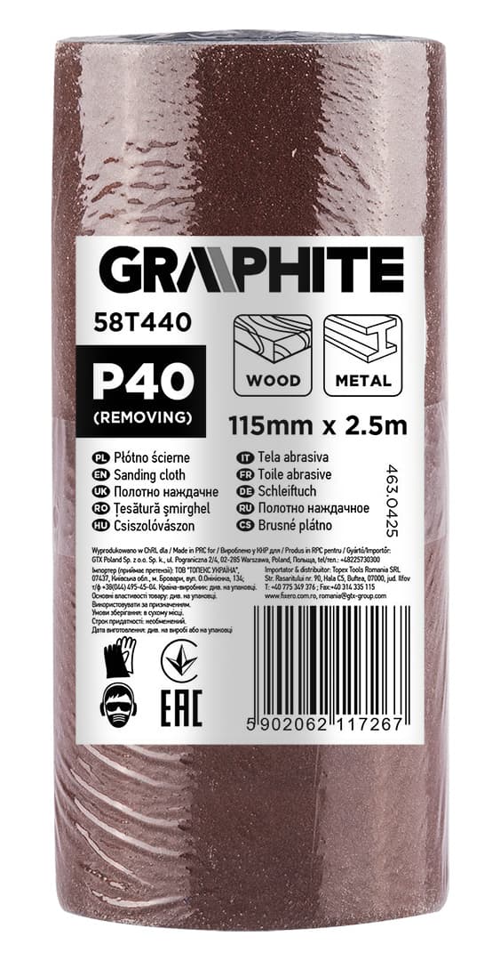 Brusni trak GRAPHITE, 2,5 m x 115 mm, P40 4