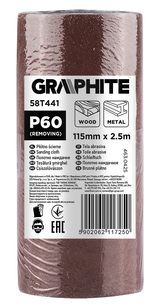 Brusni trak GRAPHITE, 2,5 m x 115 mm, P60 4