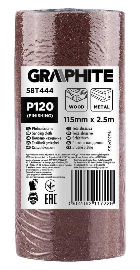 Brusni trak GRAPHITE, 2,5 m x 115 mm, P120 4
