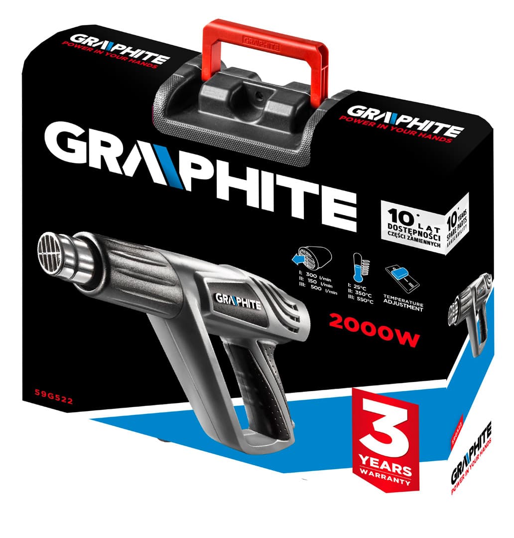 GRAPHITE vročezračna pištola 2000W, s kovčkom 5