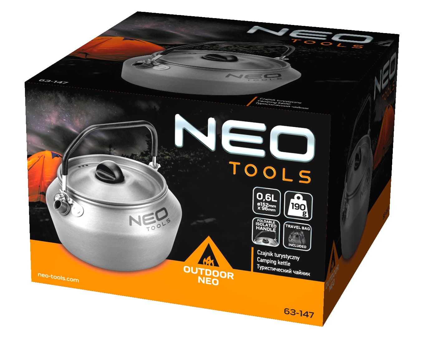 NEO TOOLS Turistični kotliček 0.8l 5