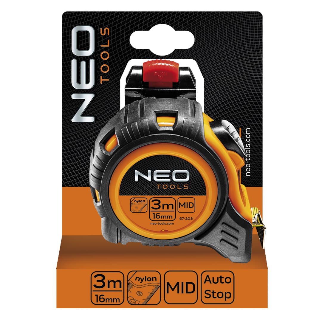 NEO TOOLS Jeklena merilna vrvica, 3 m x 16 mm, samodejna blokada 5