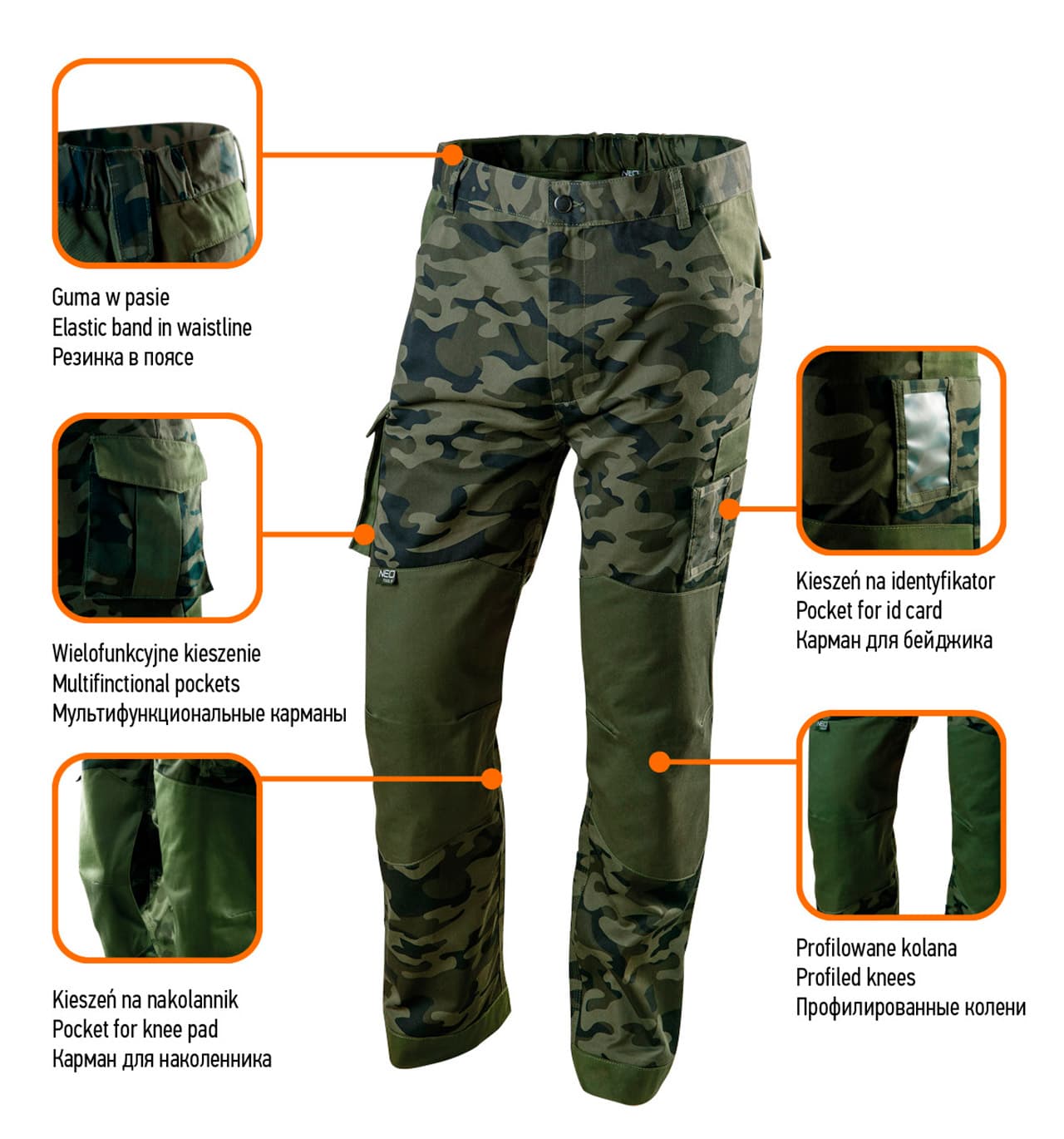 Delovne hlače NEO TOOLS CAMO, velikost XXL 7