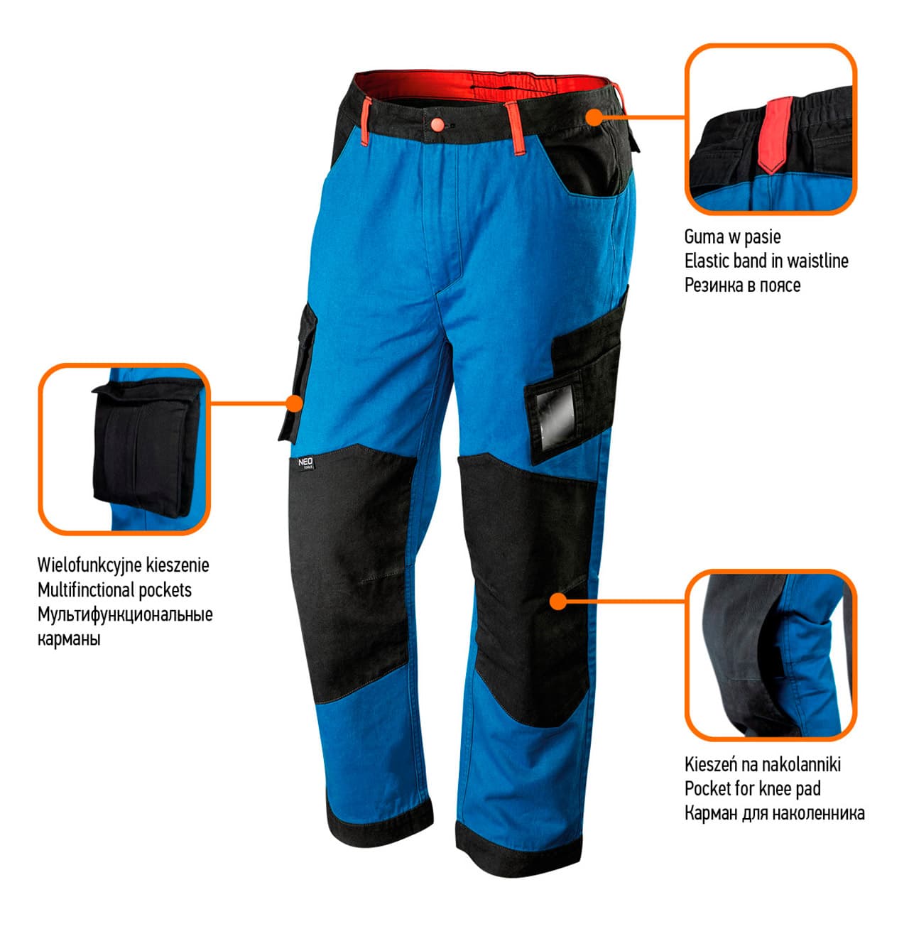 DELOVNE HLAČE NEO TOOLS HD+, vel. L 6