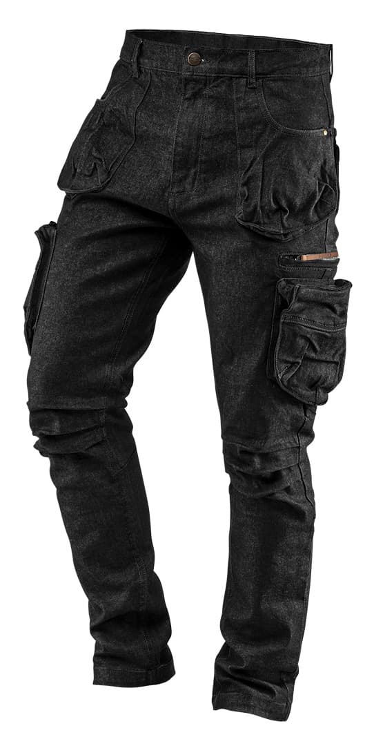 NEO TOOLS Delovne hlače DENIM, črne, velikost S