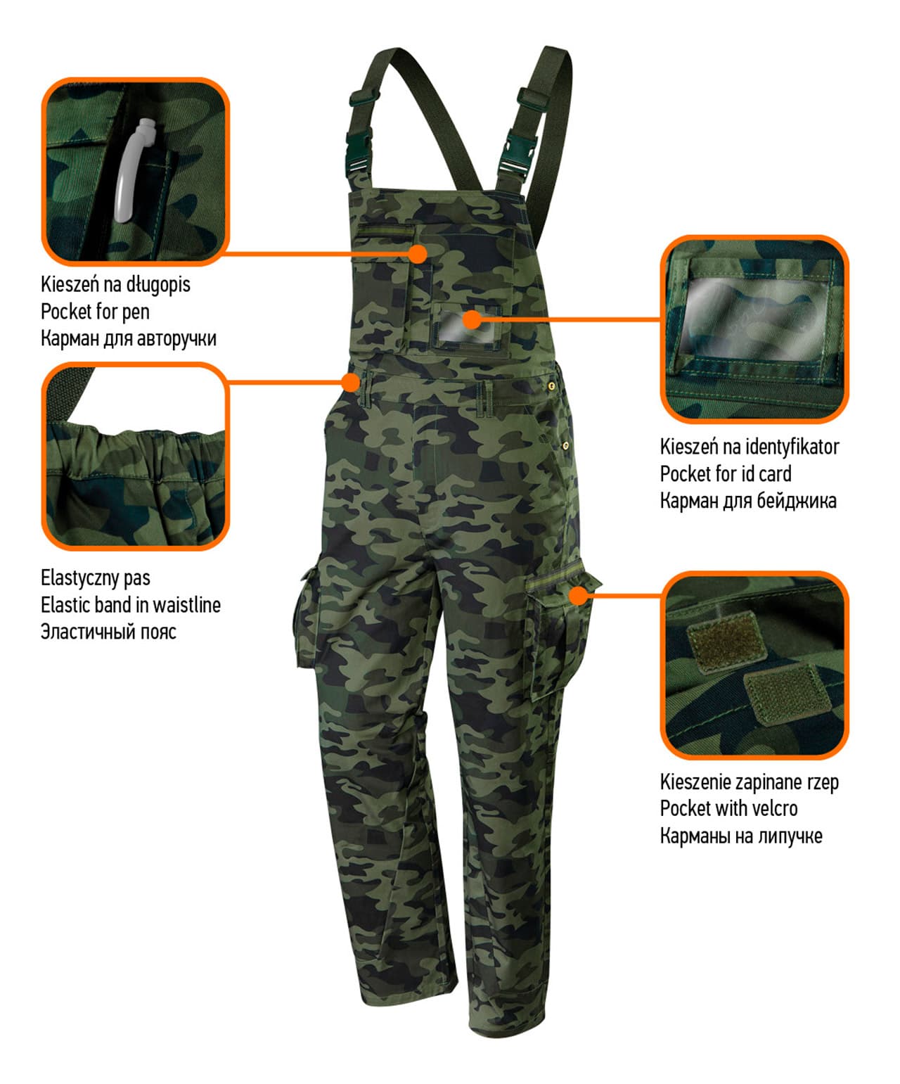 DELOVNE VR. HLAČE NEO TOOLS CAMO, vel. S 8