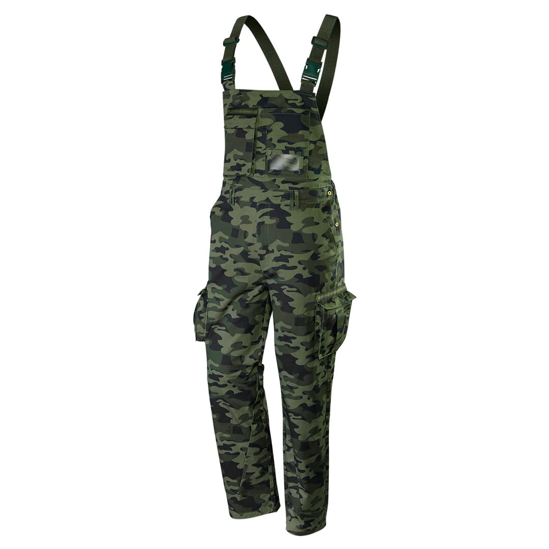 Delovne hlače z naramnicami NEO TOOLS CAMO M, velikost XL