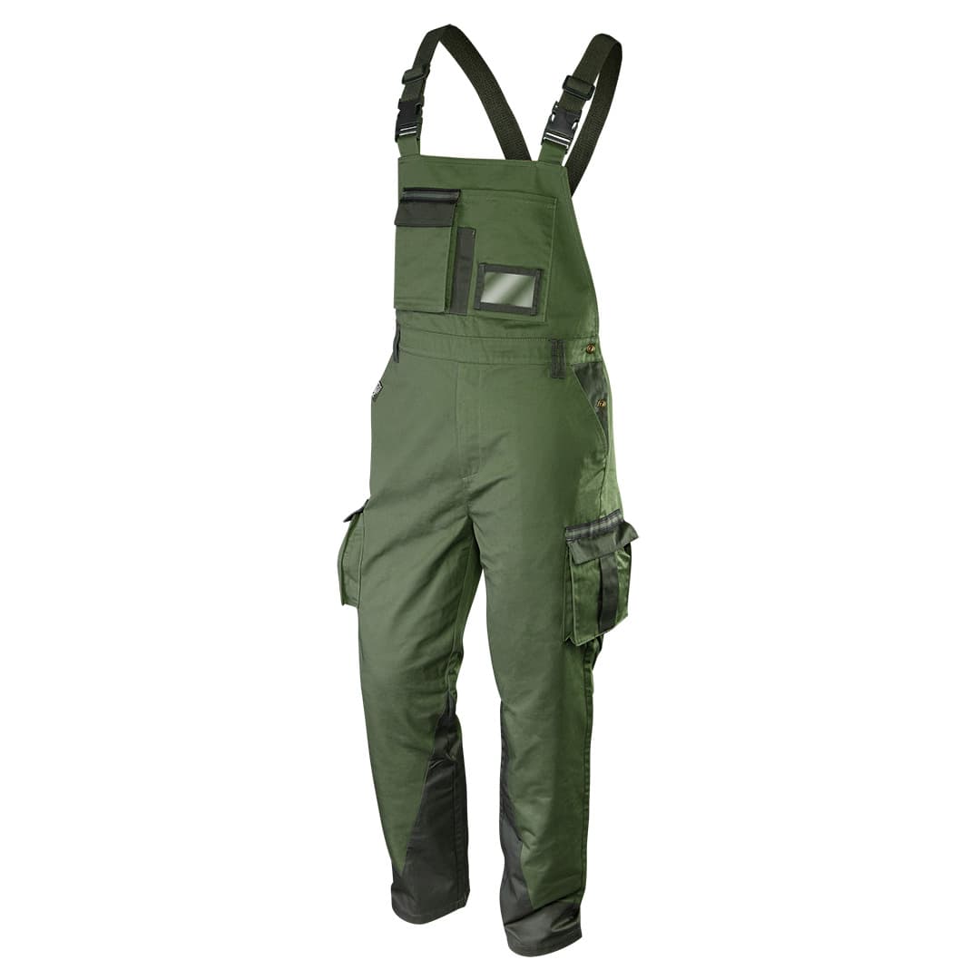 Delovne hlače z naramnicami NEO TOOLS CAMO olive, velikost M