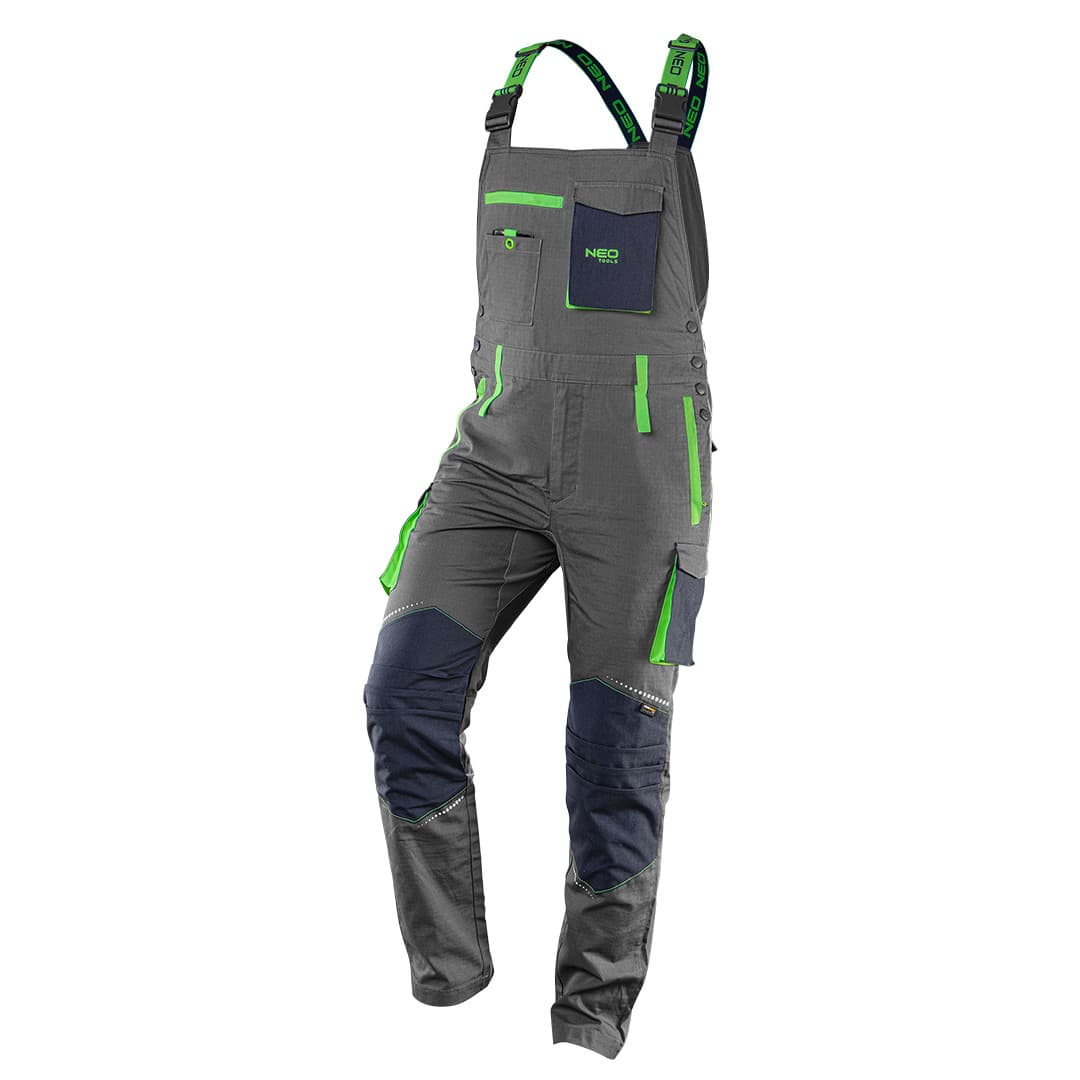 NEO TOOLS delovne hlače z naramnicami PREMIUM XL, ripstop