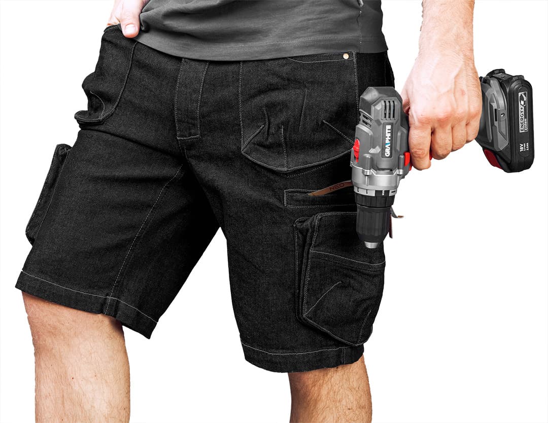 Delovne kratke hlače NEO TOOLS DENIM, črne, velikost S 5