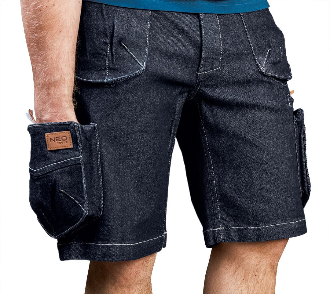 NEO TOOLS Kratke delovne hlače DENIM, M 8