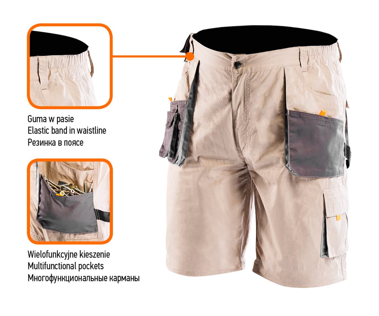 NEO TOOLS kratke delovne hlače COTTON, velikost S/48 3