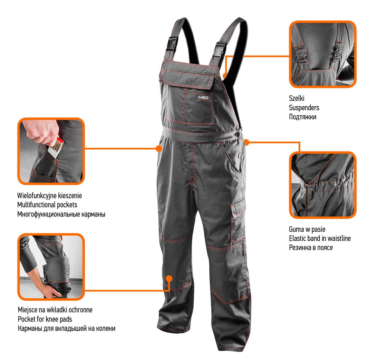 NEO TOOLS Basic Hlače z naramnicami, Velikost XL/56 4