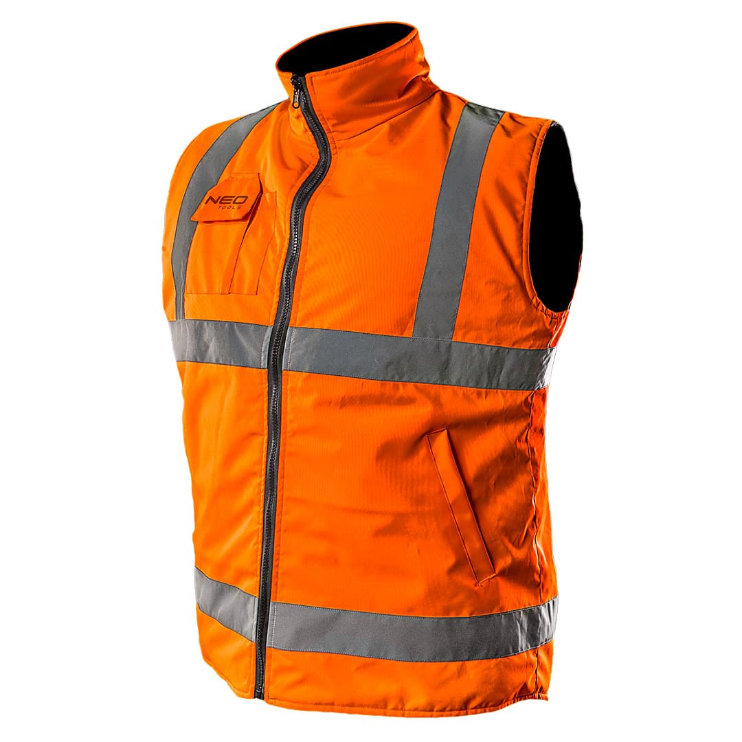 Delovni brezrokavnik, dvostranski, odsevni, oranžen, vel. XXXL