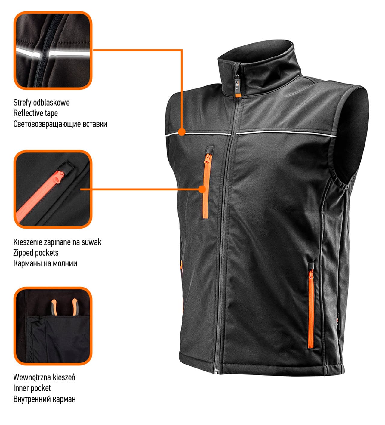 Delovni brezrokavnik softshell NEO TOOLS M, vodoodbojen 2
