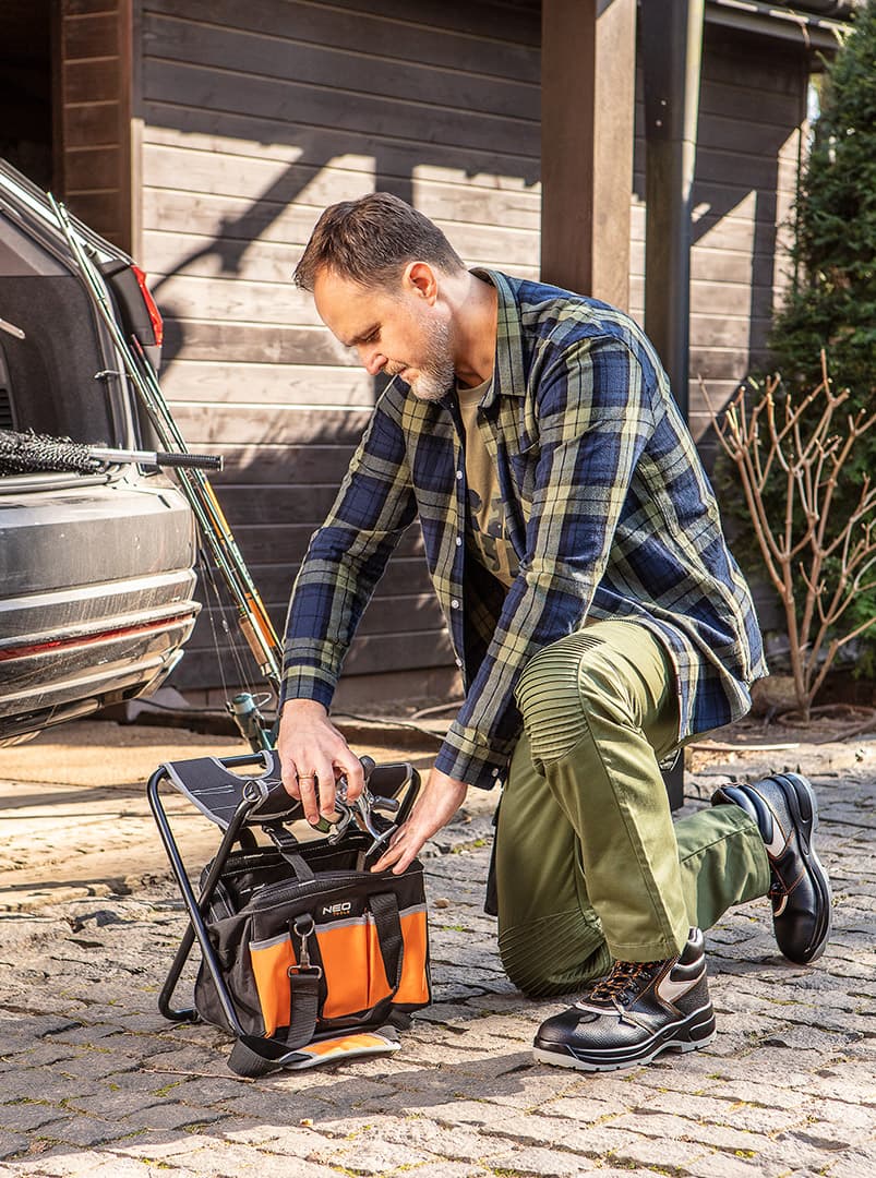 NEO TOOLS Flanelna srajca temnom.modro-olivno-črna, L 4