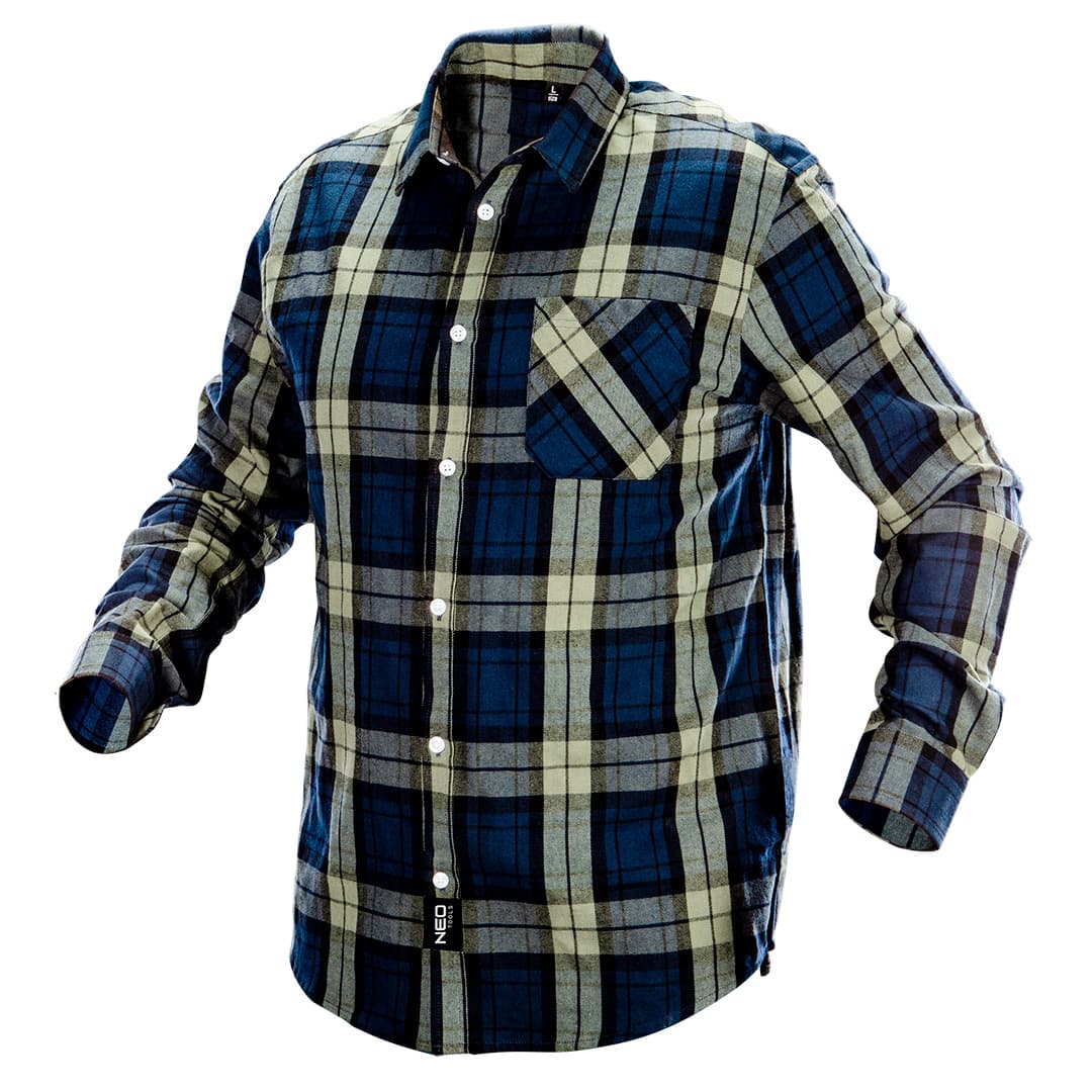 NEO TOOLS Flanelna srajca temnom.modro-olivno-črna, S