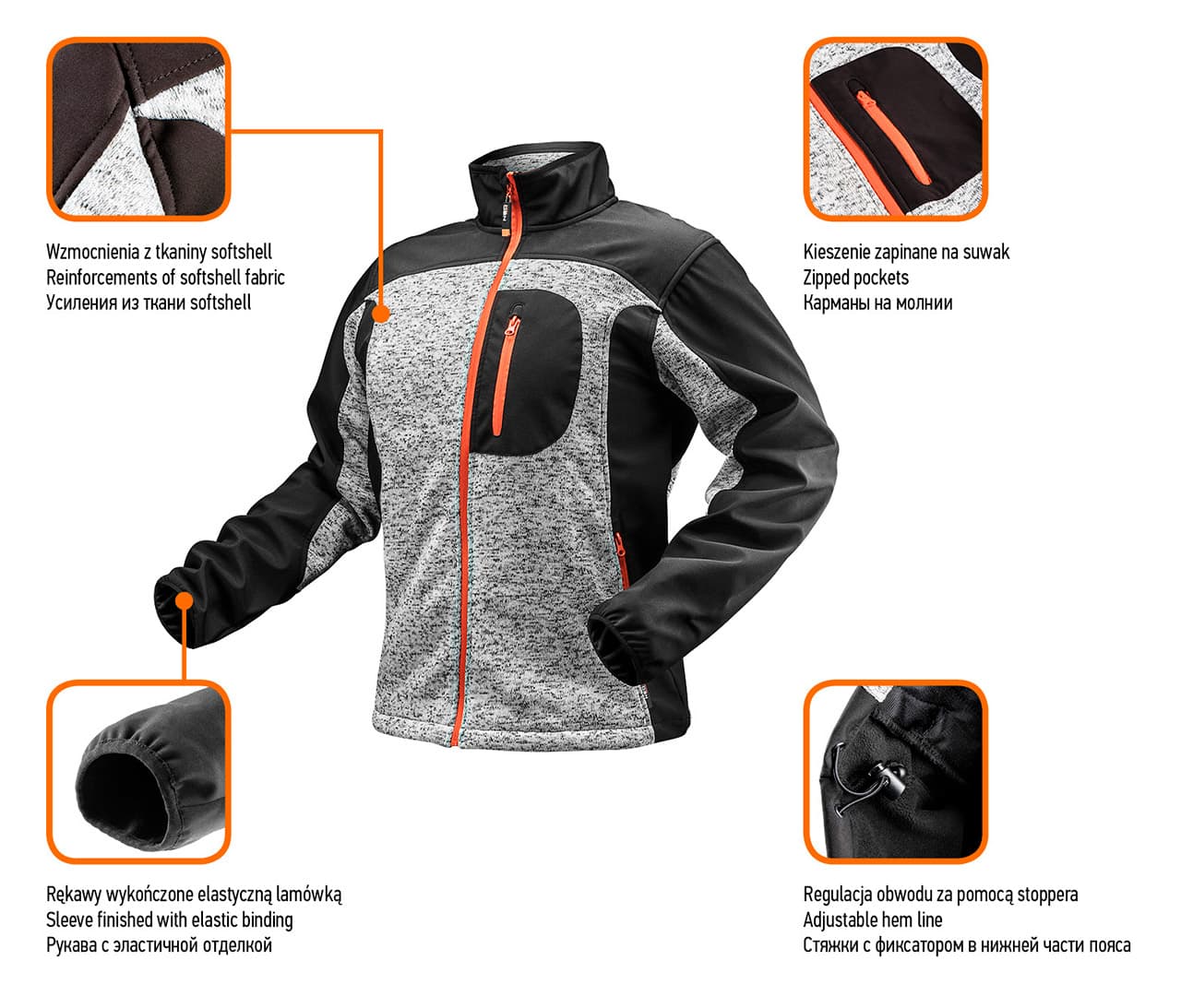 Delovna jopa softshell NEO TOOLS S, pletena z zadrgo 2