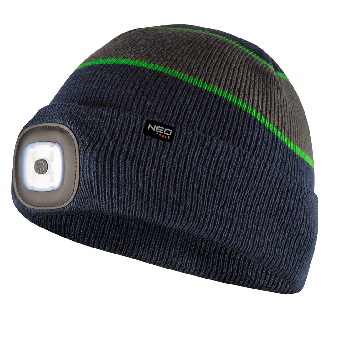 NEO TOOLS Premium kapa z LED svetilko, modro-sivo-zelena