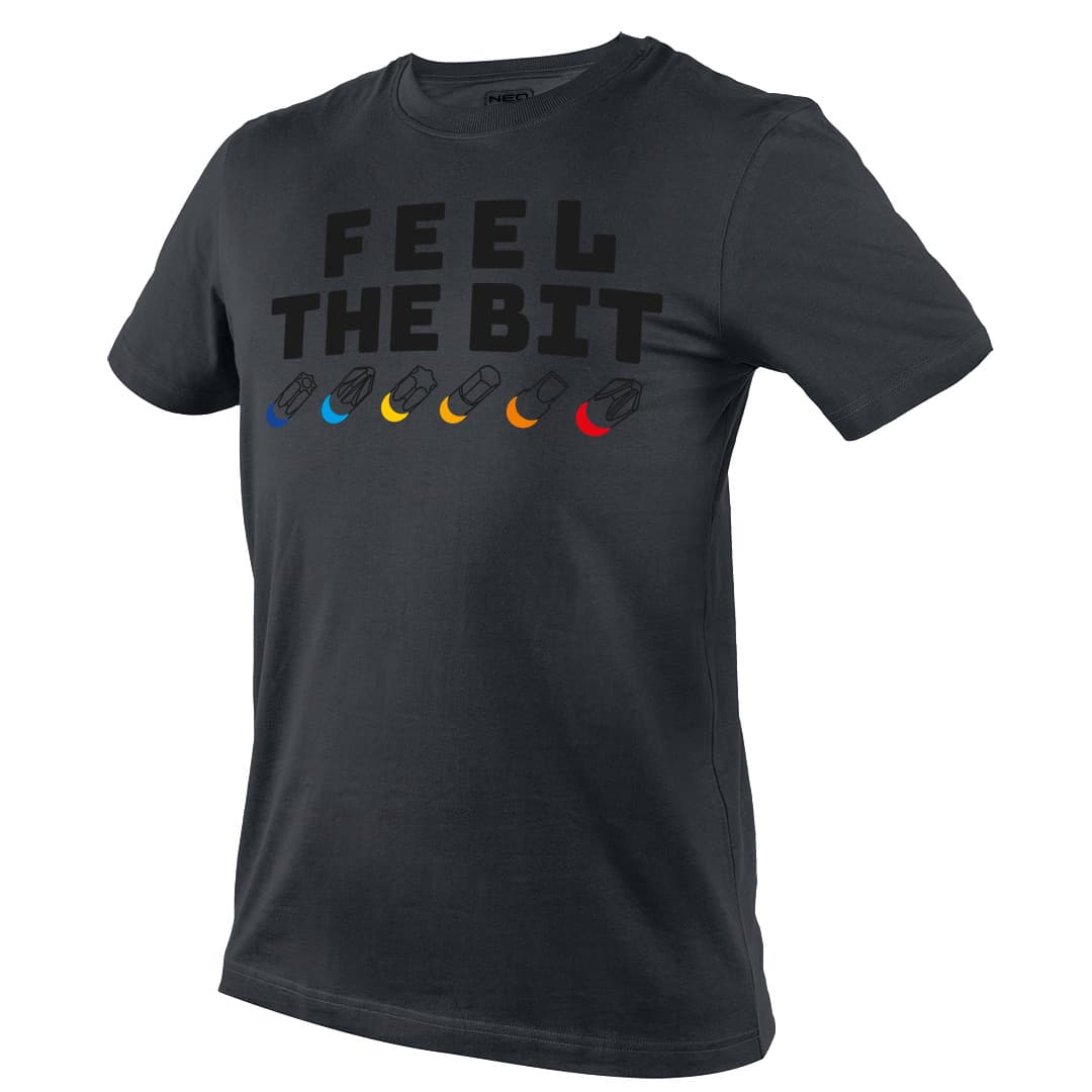 Delovni T-shirt FEEL THE BIT z grafiko, siv, vel. M