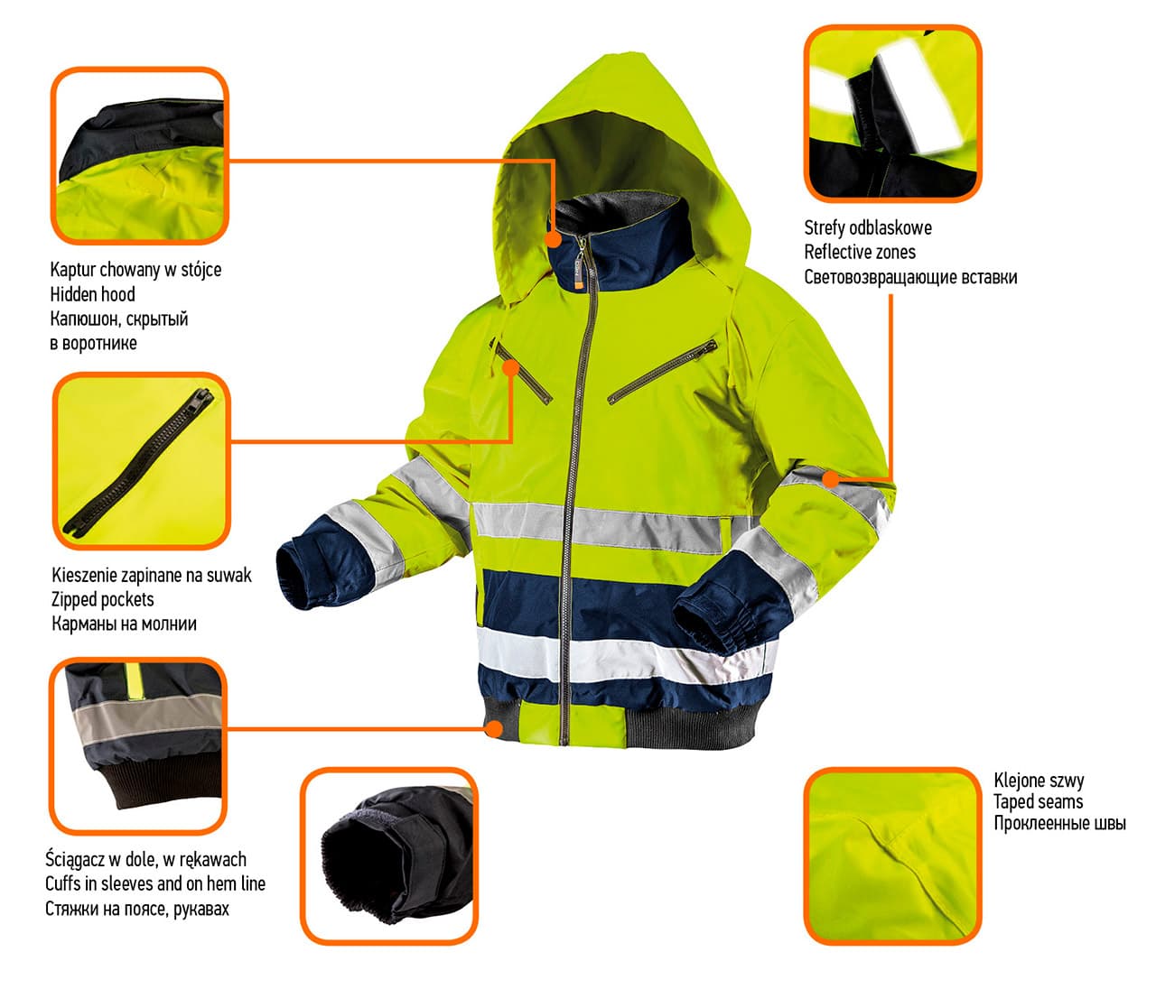 NEO TOOLS Rumena delovna jakna otepljena L 2