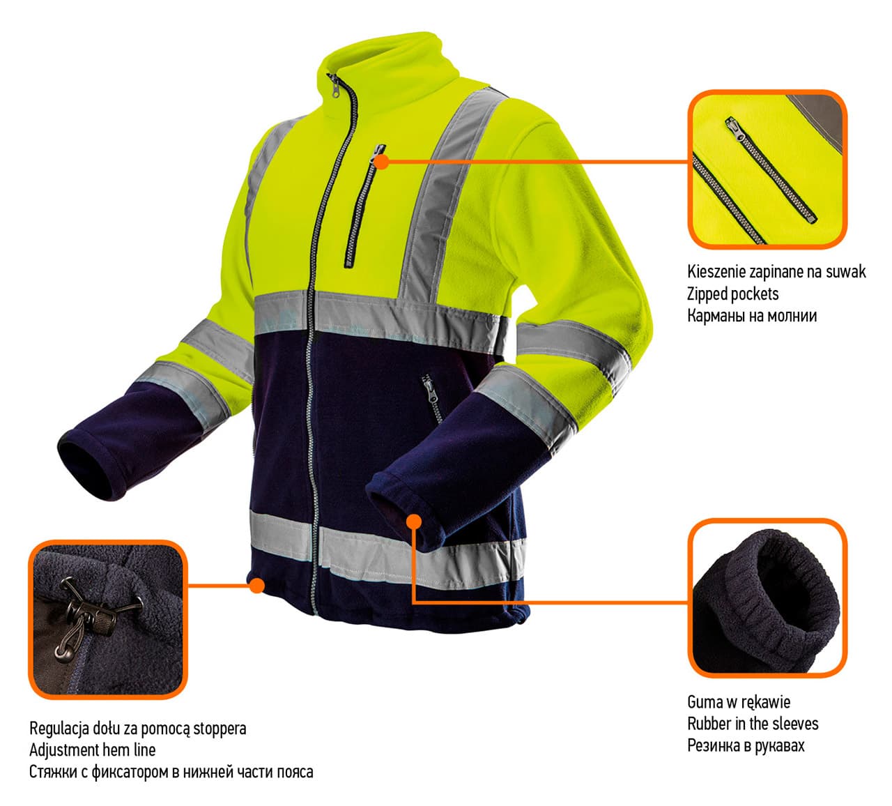 NEO TOOLS Fluorescenčna jopa, rumena, Velikost M 2