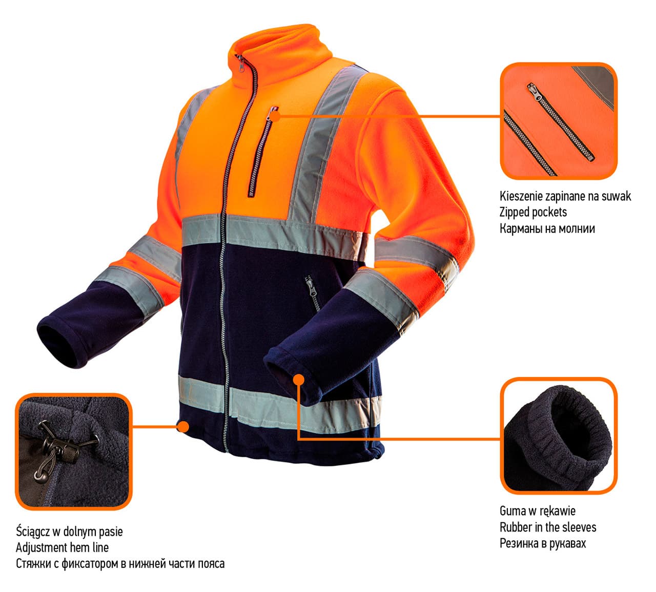 NEO TOOLS Fluorescenčna jopa, oranžna, Velikost XXL 2