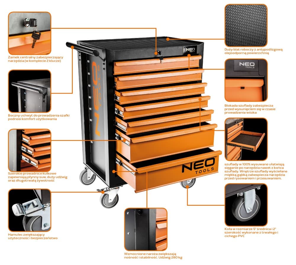 Delavnica omara NEO TOOLS, 7 predalov 2