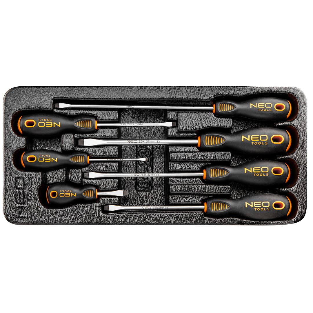 NEO TOOLS Ravni izvijači, komplet 7 kosov