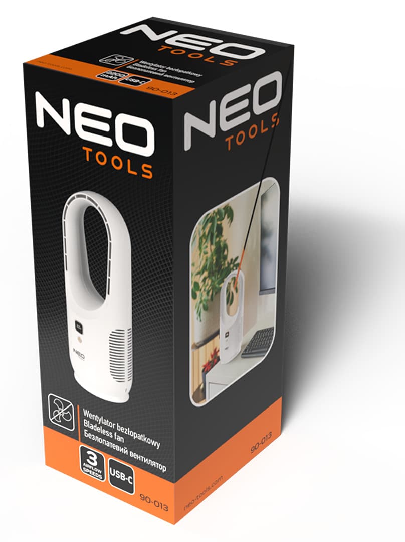 NEO TOOLS Akumulatorski namizni ventilator brez lopatic 8