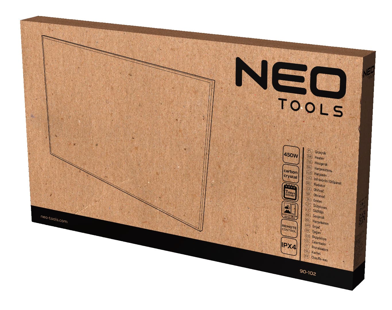 NEO TOOLS infrardeči grelni panel 450W, LED, Touch, Timer, Daljinski upravljalnik 2
