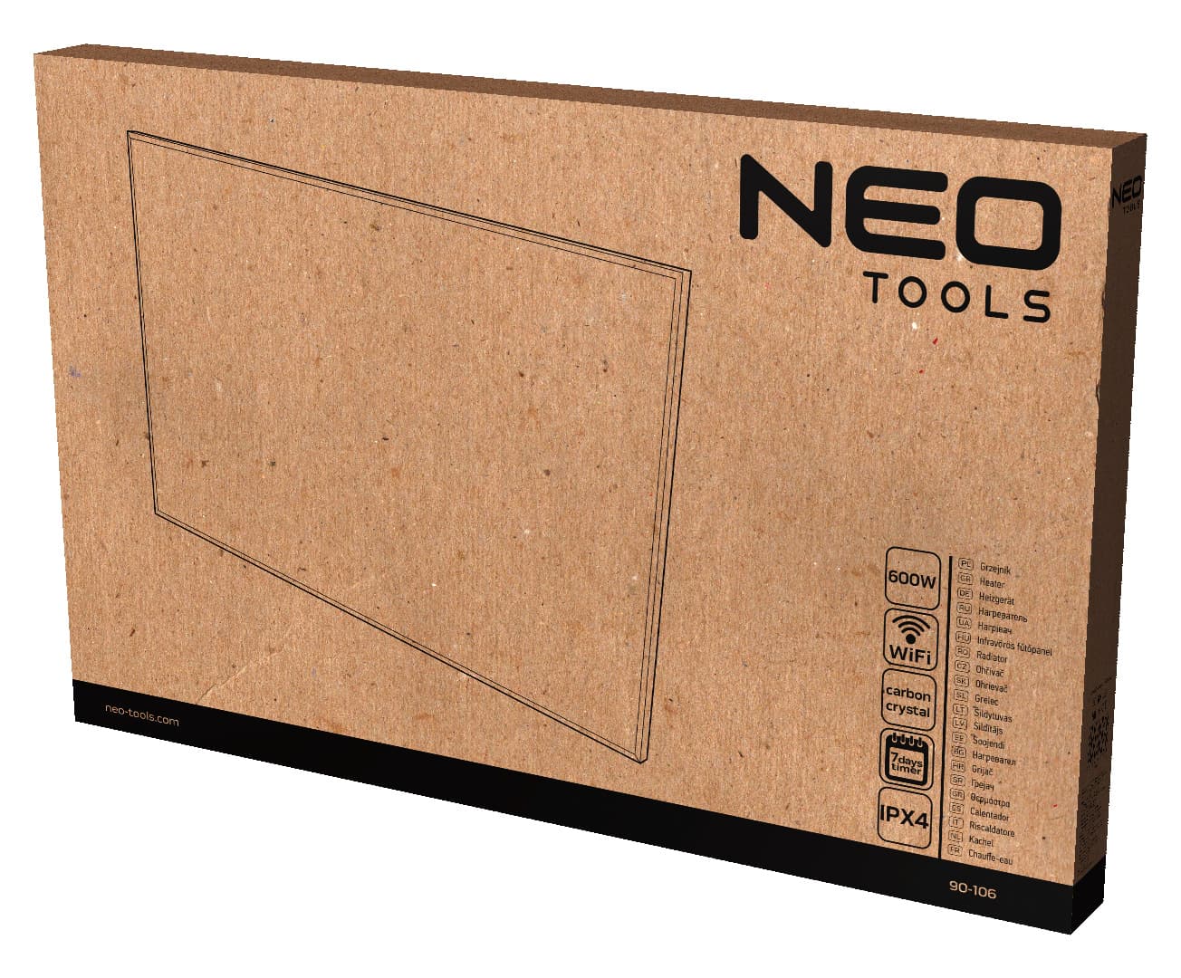 NEO TOOLS infrardeči grelni panel 600W, Wi-Fi, LED, Touch, Tjedni program 2