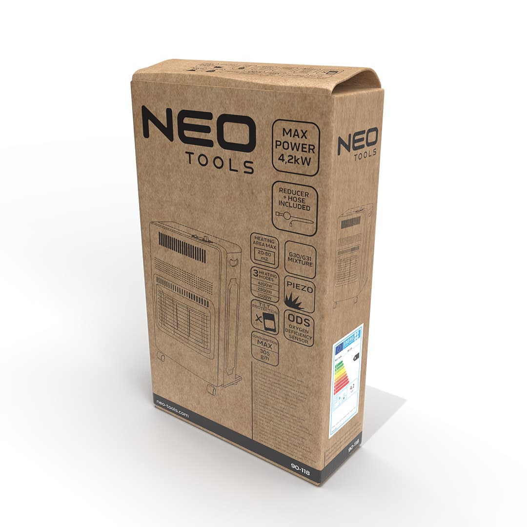 NEO TOOLS plinski grelnik prostora z reduktorjem in cevi, 4200W 8