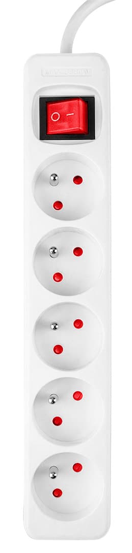 NEO TOOLS Podaljšek 3m, 3x1.5mm², 5xSchuko, bel, ON/OFF 3