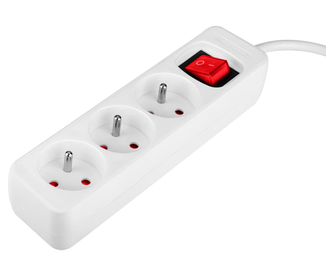 NEO TOOLS Podaljšek 5m, 3x1.5mm², 3xSchuko, bel, ON/OFF 2