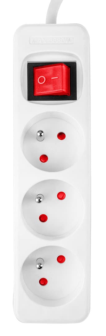 NEO TOOLS Podaljšek 5m, 3x1.5mm², 3xSchuko, bel, ON/OFF 3