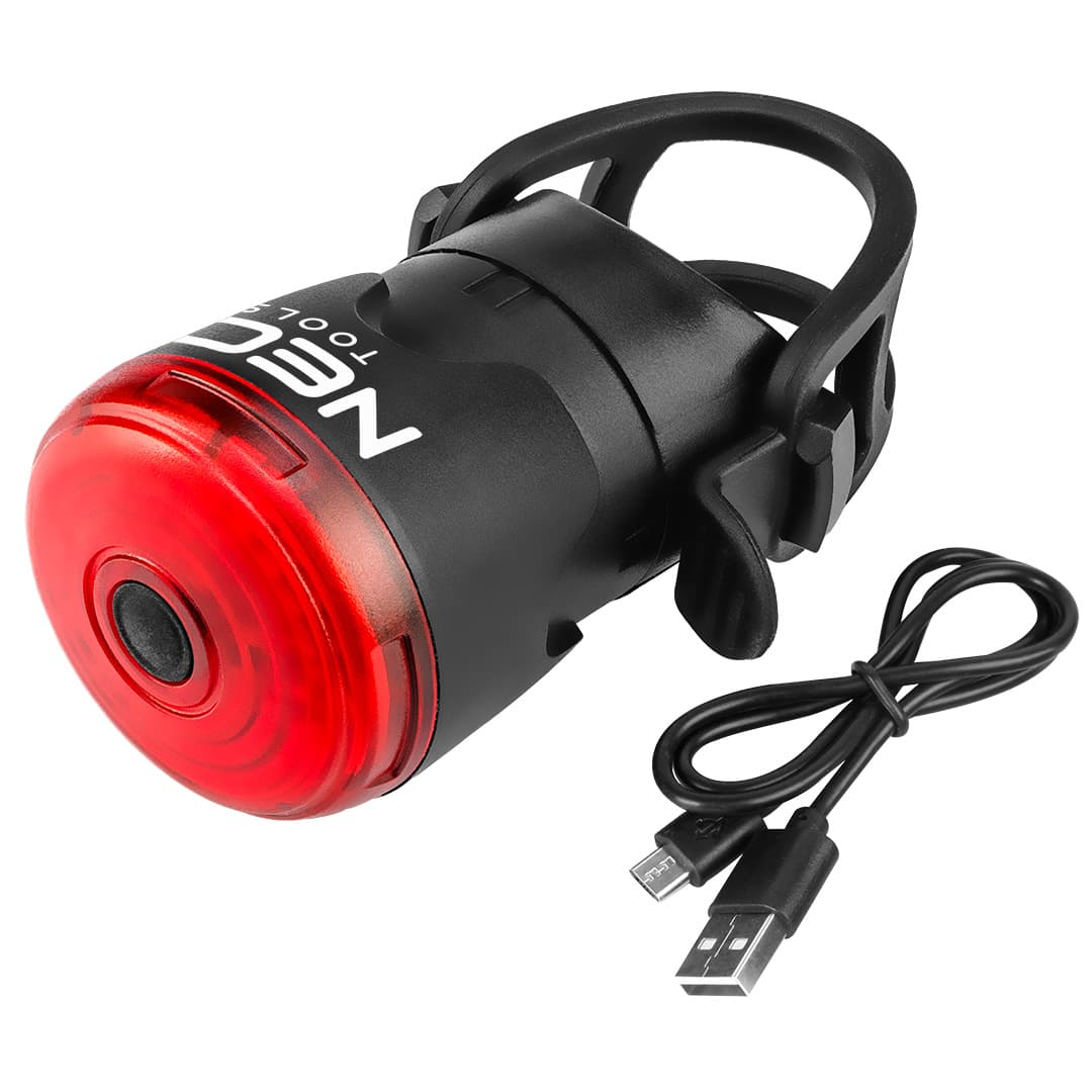 NEO TOOLS Zadnja kolesarska luč s funkcijo STOP, 30lm, USB