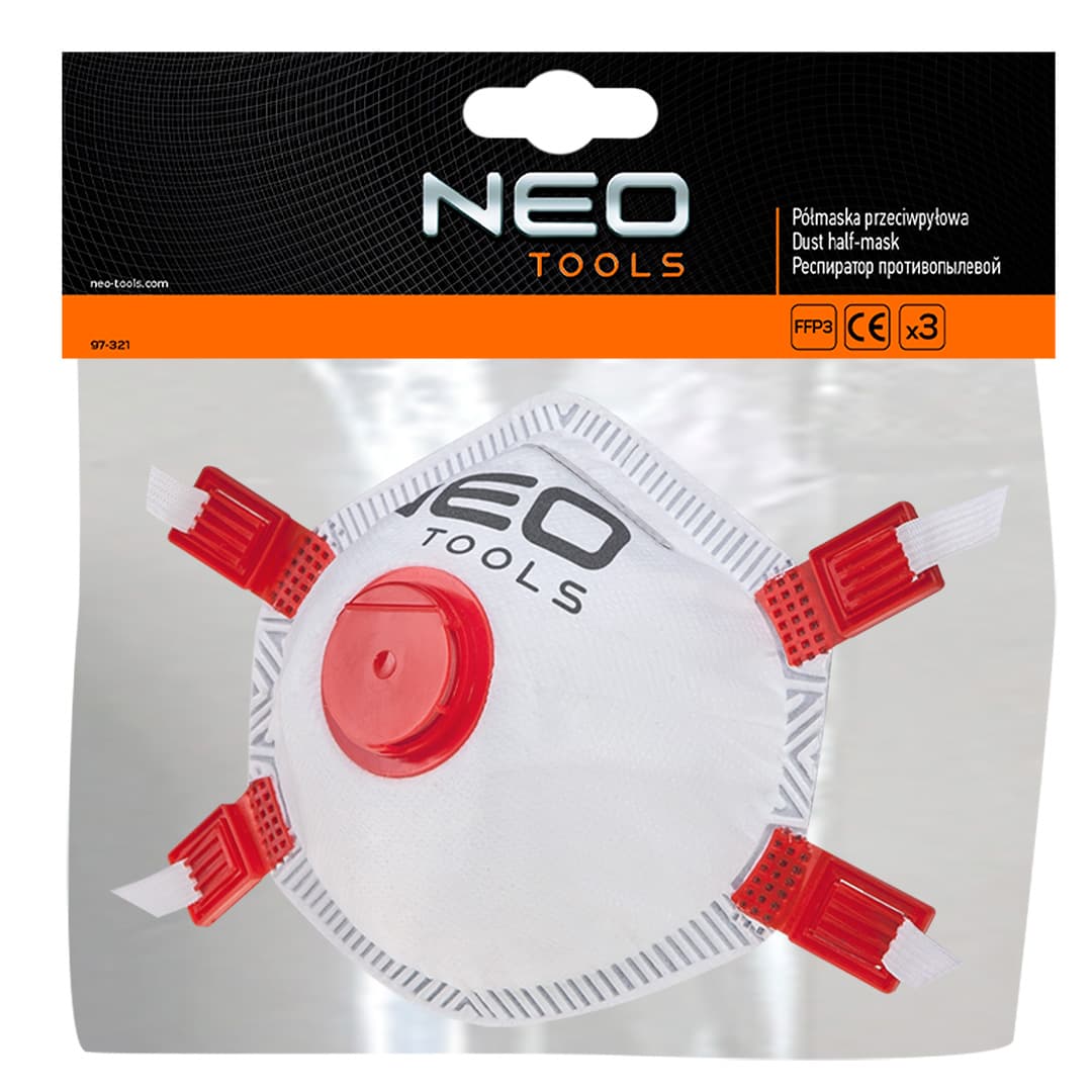 NEO TOOLS Polmaska FFP3 z ventilom, 3 kosov 3