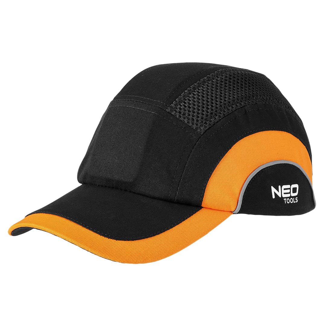 NEO TOOLS Šivana kapa z ojačitvijo, črno-oranžna, CE