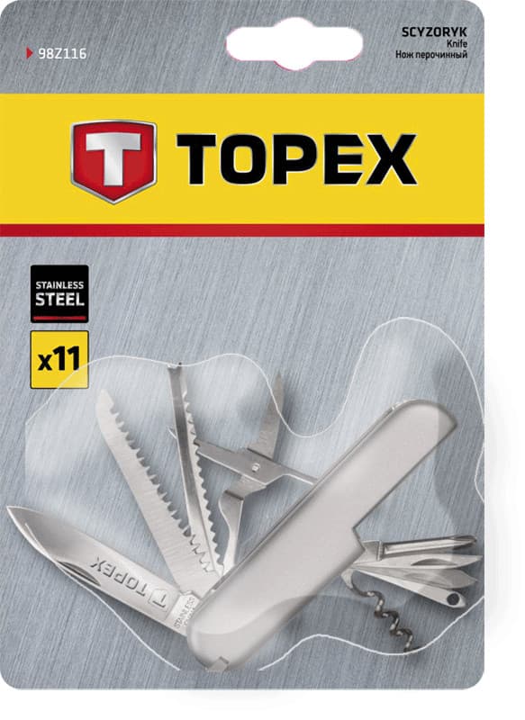 Večnamenski žepni nož TOPEX (11 funkcij) 2