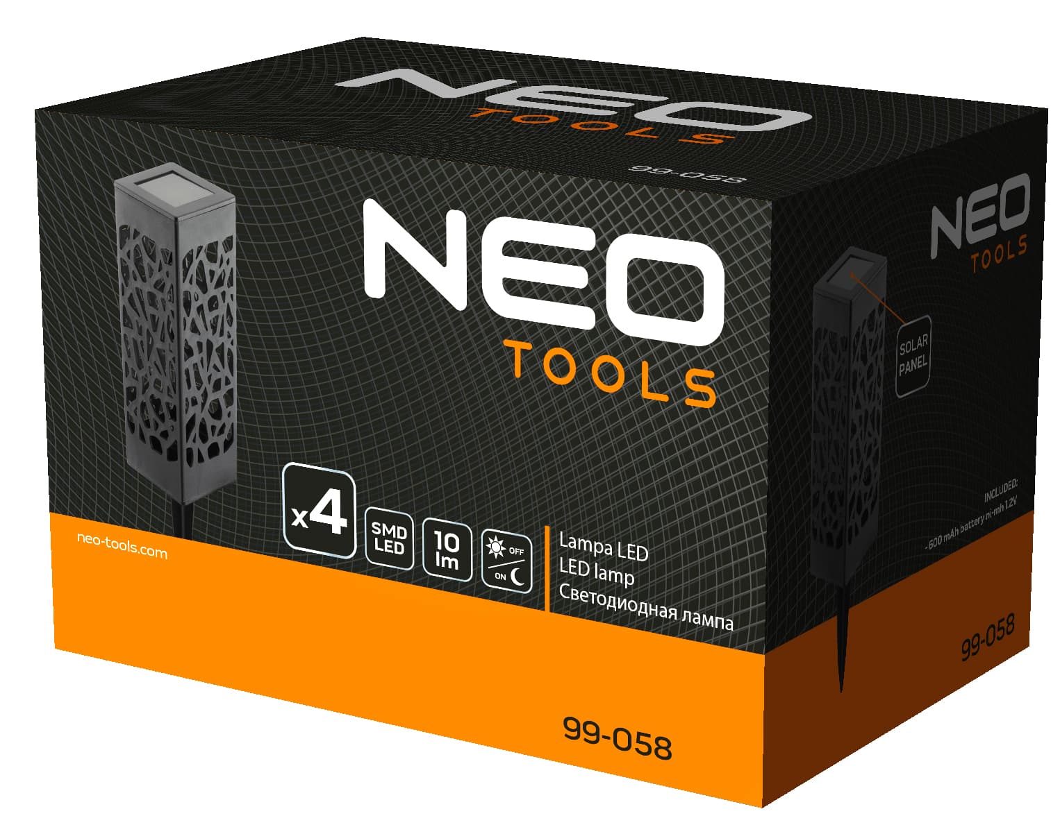 NEO TOOLS Solarna vrtna svetilka, 4 kom, na drog 4