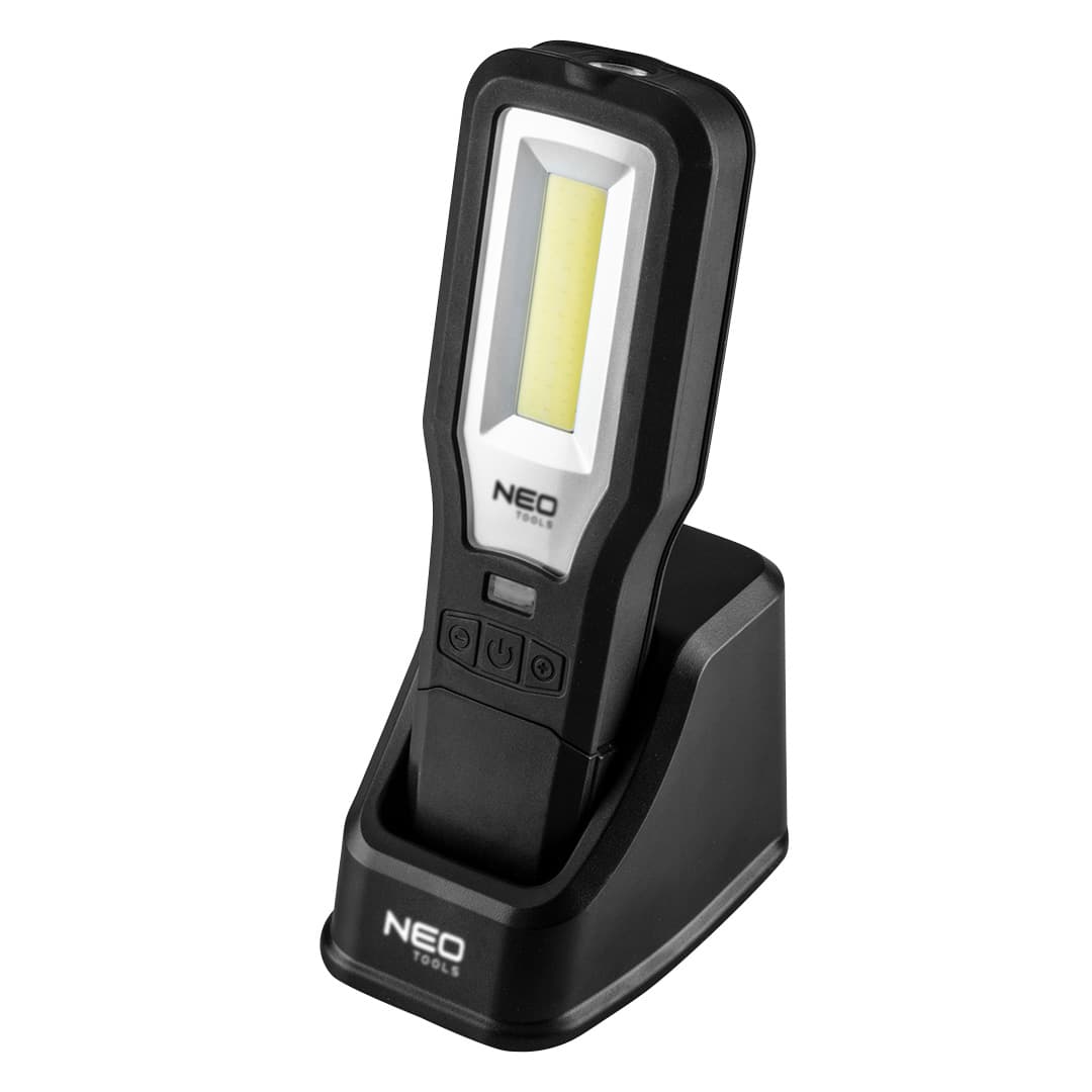 Delovna LED svetilka NEO TOOLS 550 lm COB, s polnilcem in bazo