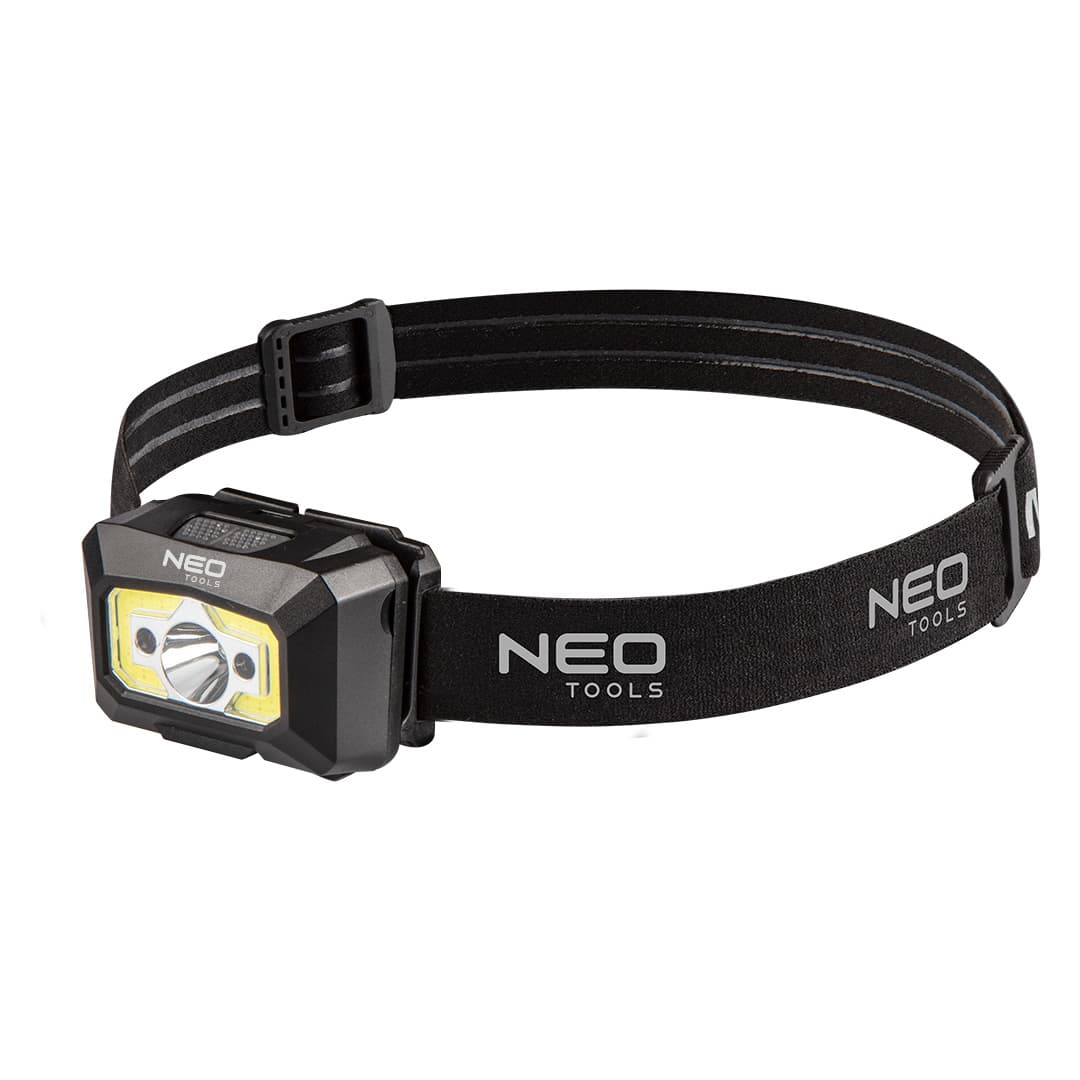 Polnilna naglavna svetilka NEO TOOLS 250 lm COB LED + senzor gibanja