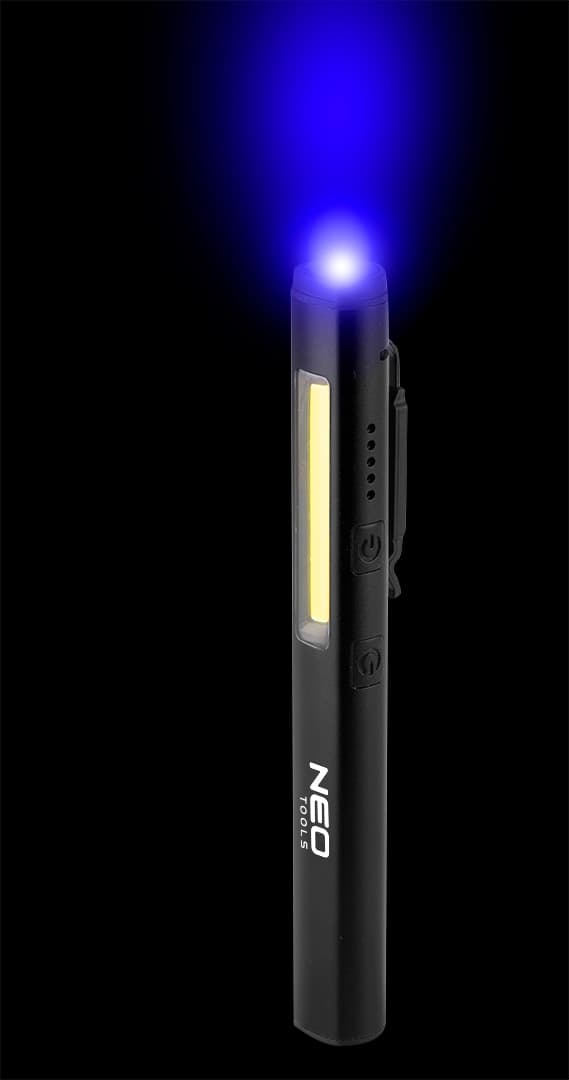 Pregledna LED svetilka NEO TOOLS 450 lm, UV, laser + USB-C 7